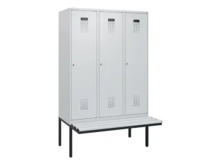 locker met bank,HxBxD 1950x1200x815mm,3vak,vak B 400mm,cilinderslot - 2