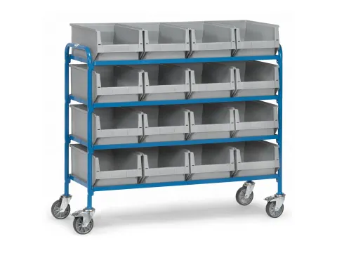 Bijzetwagen Met 16 Magazijnbakken 32951 250kg 1250x470mm Ral5007