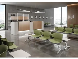 Wachtkamerbank 3Zittingen Kunststof Kuipen Grijs Frame Antraciet - 2