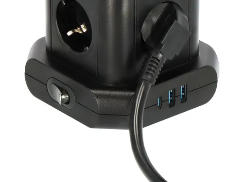 Brennenstuhl Stekkerdoos Toren 8-voudig met 2x USB-A 1x USB-C Zwart