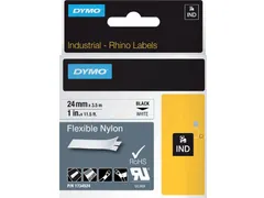 Labeltape Rhino 1734524 Nylon 24mmx3.5m Zwart Op Wit