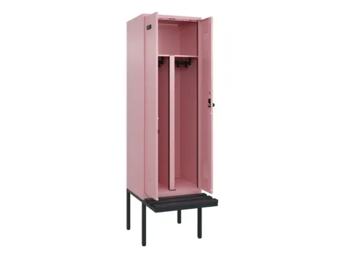 PBM-locker met bank,HxBxD 2120x600x815mm,2vak,vak B 300mm,draaigrendel