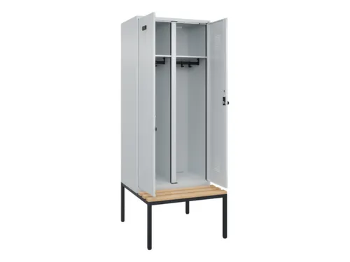 locker met bank,voor scheiding van kleding,HxBxD 2120x800x815mm,2vak