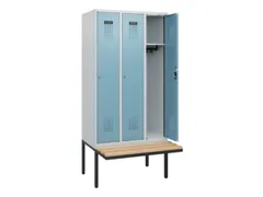 locker met bank,HxBxD 1950x900x815mm,3vak,vak B 300mm,cilinderslot