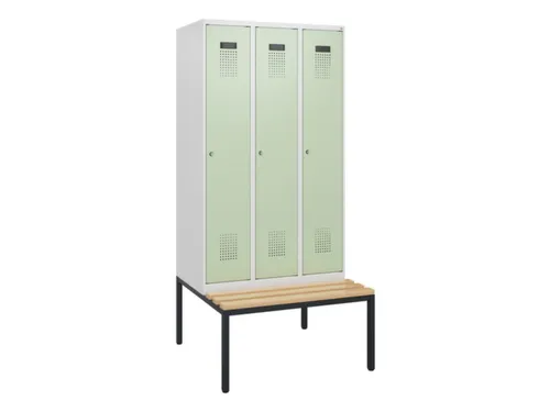 locker met bank,HxBxD 1950x900x815mm,3vak,vak B 300mm,cilinderslot