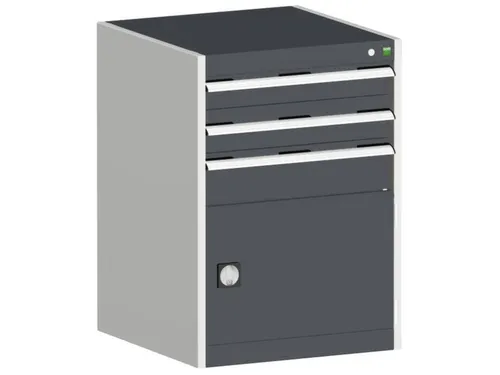 ladekast HxBxD 900x650x650mm 3laden RAL7035 front RAL7016