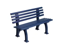 Kunststofbank 740x1200x380mm Zit H 440mm 9 Latten 2 Pootstellen Blauw