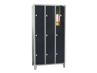 lockerkast,HxBxD 1850x900x500mm,3x3vakken,RAL7035,front RAL7016 - 2
