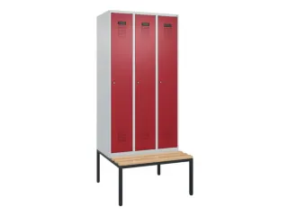 locker met bank,voor scheiding van kleding,HxBxD 2120x900x815mm,3vak - 2