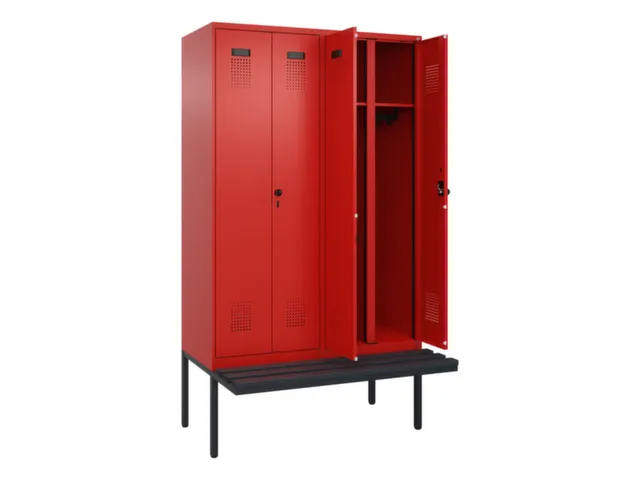 locker met bank,voor scheiding van kleding,HxBxD 2120x1200x815mm,4vak