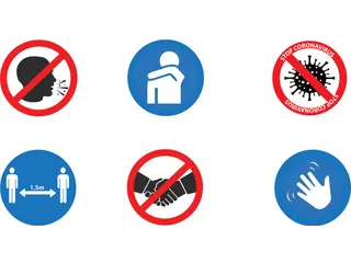 Veiligheidssticker 6 Pictogrammen Omgangsregels 100x50cm - 1