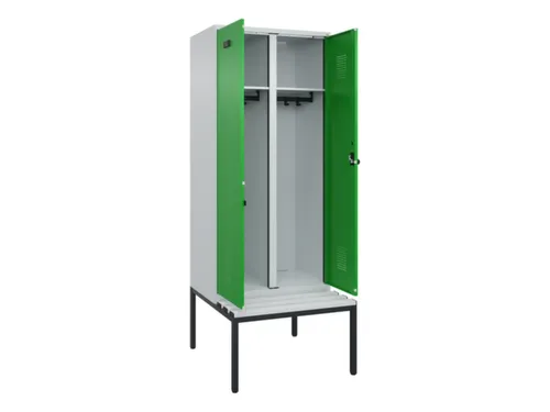 locker met bank,voor scheiding van kleding,HxBxD 2120x800x815mm,2vak