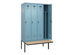 locker met bank,voor scheiding van kleding,HxBxD 2120x1200x815mm,4vak
