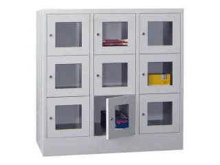 lockerkast,HxBxD 1187x1200x500mm,3x3vakken,RAL7035,front RAL7035 - 2