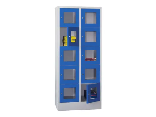 lockerkast,HxBxD 1850x800x500mm,2x5vakken,RAL7035,front RAL5010