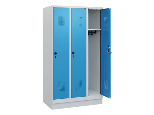 schoollocker,HxBxD 1630x900x500mm,3vak,vak B 300mm,draaigrendel,sokkel
