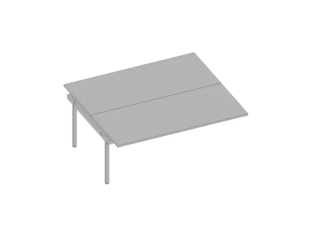 aanbouwtafel,v. benchtafel m. 4-voet,HxBxD 730x1800x1600mm,blad grijs