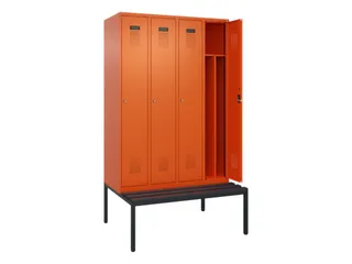 locker met bank,voor scheiding van kleding,HxBxD 2120x1200x815mm,4vak - 1