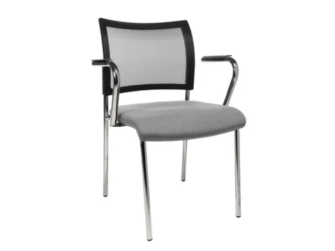 Bezoekersstoel Armleuningen Lichtgrijs Stof Netrug Zwart
