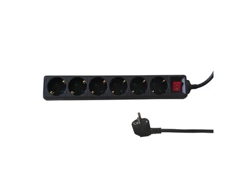 Stekkerdoos BRASQ 6 voudig 5 meter zwart