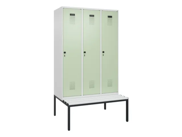 locker met bank,voor scheiding van kleding,HxBxD 2120x1200x815mm,3vak
