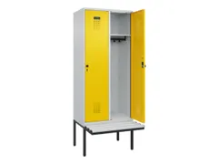 locker met bank,HxBxD 2120x800x815mm,2vak,vak B 400mm,draaigrendel
