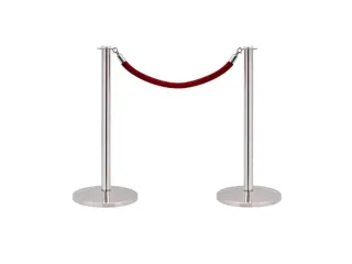 Afzetpaal Seco Chrome 2st met koord en 1.5m rood lint - 1