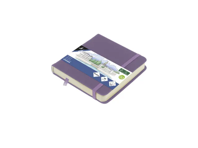 Schetsboek Kangaro 12x12cm heather purple PU HC 80 vel 140gr roomwit m