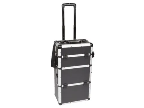 Gereedschapskoffer Aluminium Trolley 370x270x670mm Zwart