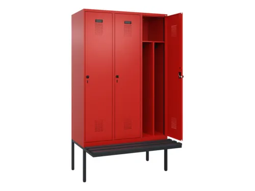 locker met bank,voor scheiding van kleding,HxBxD 2120x1200x815mm,3vak
