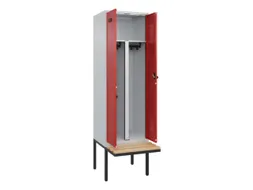PBM-locker met bank,HxBxD 2120x600x815mm,2vak,vak B 300mm,draaigrendel