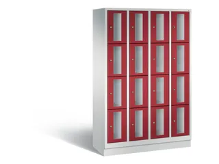 Lockerkast 1800x1190x500mm 4x4 vakken Cilinderslot, Sokkel, RAL3003 - 2