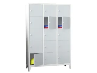 lockerkast,HxBxD 1850x1200x500mm,3x5vakken,RAL7035,front RAL3000 - 1