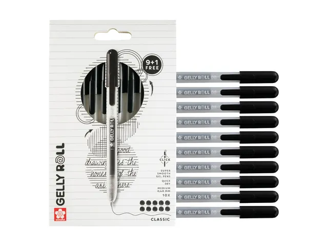 Stylo gel Sakura Gelly Roll Classic 08 rétractable set 10 couleurs no