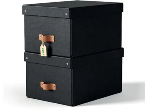 Puro opbergdoos medium A4 17 liter zwart 2 stuks
