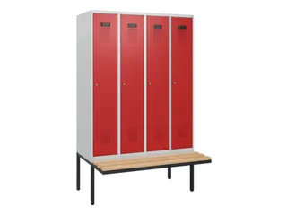 locker met bank,HxBxD 1950x1200x815mm,4vak,vak B 300mm,cilinderslot - 2