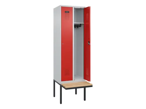 locker met bank,HxBxD 2120x600x815mm,2vak,vak B 300mm,cilinderslot