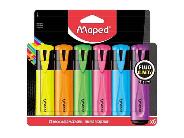 Markeerstift Maped Fluo'Peps set à 6 standaard kleuren