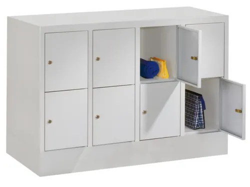 lockerkast,HxBxD 855x1200x500mm,4x2vakken,RAL7035,front RAL7016