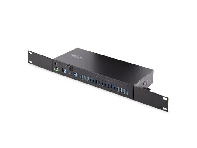 16-poorts industriële USB 3.0 hub DIN-rail, wand- en rackmonteerbaar