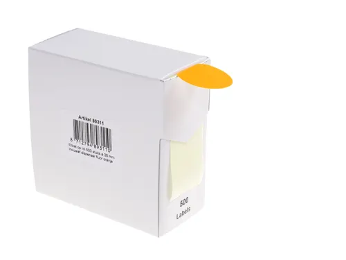 Etiketten Op Rol 35mm Fluor Oranje Met Dispenser 500 Stuks
