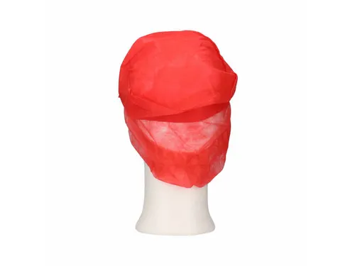 PPnw pet met klep en haaropvang rood 'snood cap' 1000 Stuks