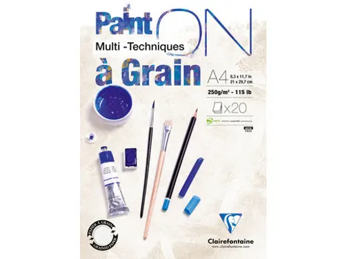 Tekenblok Clairfontaine Paint On A4 korrel 20v 250g