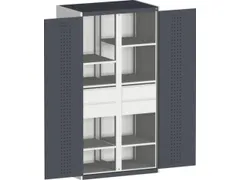 kast met geperforeerde platen,HxBxD 2000x1600x650mm,4xStalen bodem