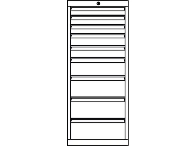 ladekast,HxBxD 1200x1023x600mm,9lade(n),RAL7035,front RAL3000