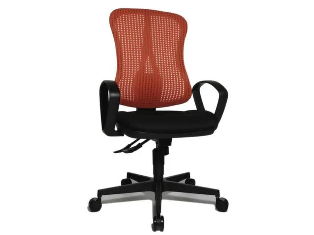 Bureaustoel Zitting Zwart Rugleuning Met Netbekleding In Koraalrood