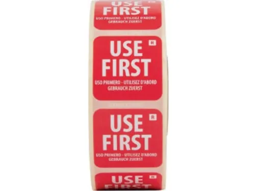 Etiket label afneembaar 'Use First', rol 1000st