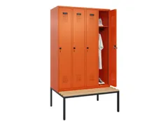 locker met bank,HxBxD 2120x1200x815mm,4vak,vak B 300mm,draaigrendel