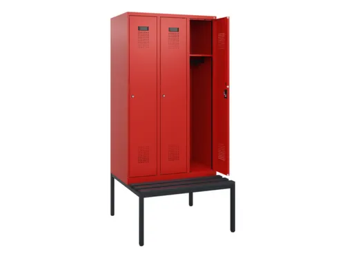 locker met bank,HxBxD 1950x900x815mm,3vak,vak B 300mm,cilinderslot