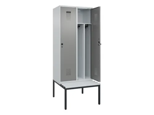locker met bank,voor scheiding van kleding,HxBxD 2120x800x815mm,2vak